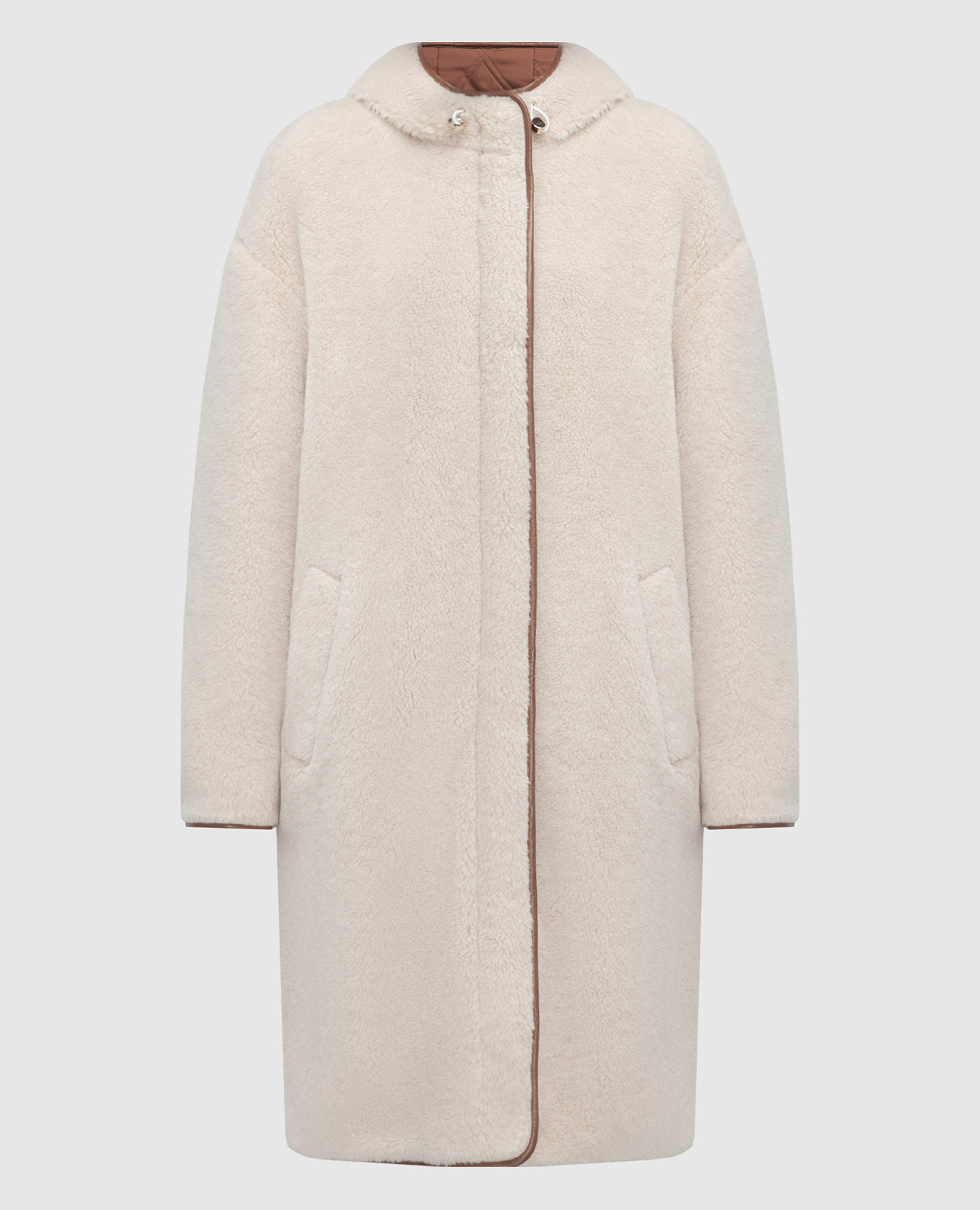 White coat with leather inserts enrico mandelli