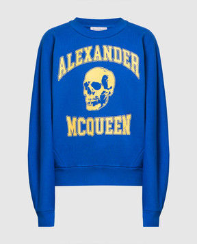 Alexander McQueen Blue sweatshirt with logo print 752345QZAJ5