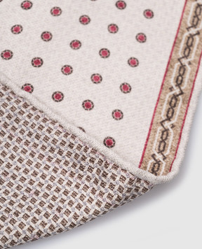 Brunello Cucinelli Beige double-sided pache scarf made of silk in a geometric pattern MR8780091