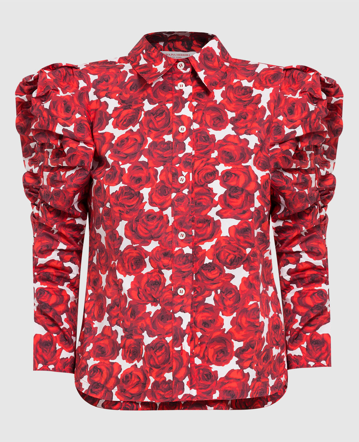 

Red blouse in floral print Carolina Herrera