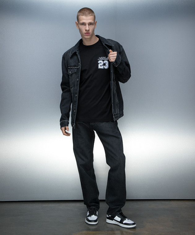Off-White - Black t-shirt with 23 Logo embroidery OMAA027S24JER005