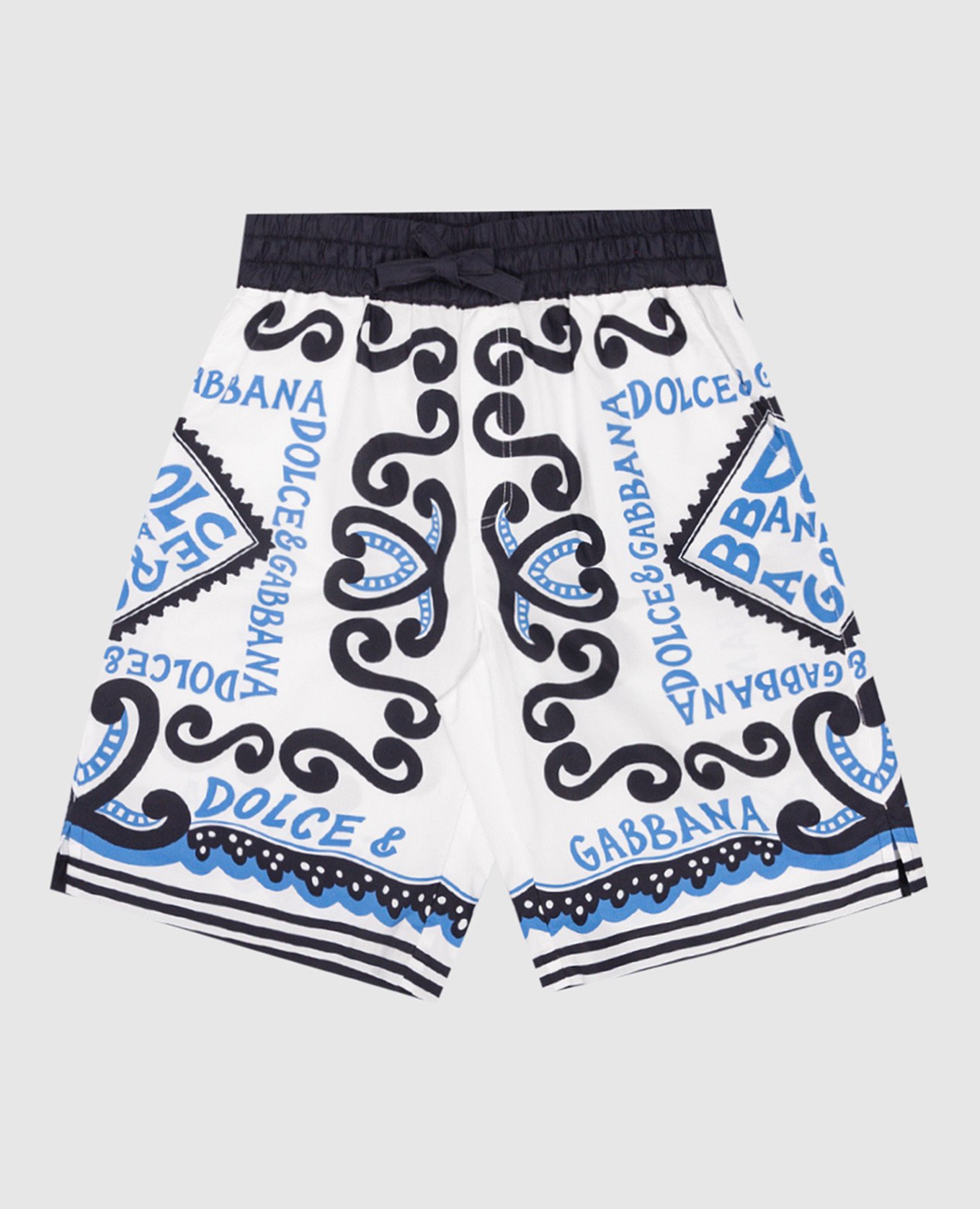 Children's white shorts with marina print dolce&gabbana