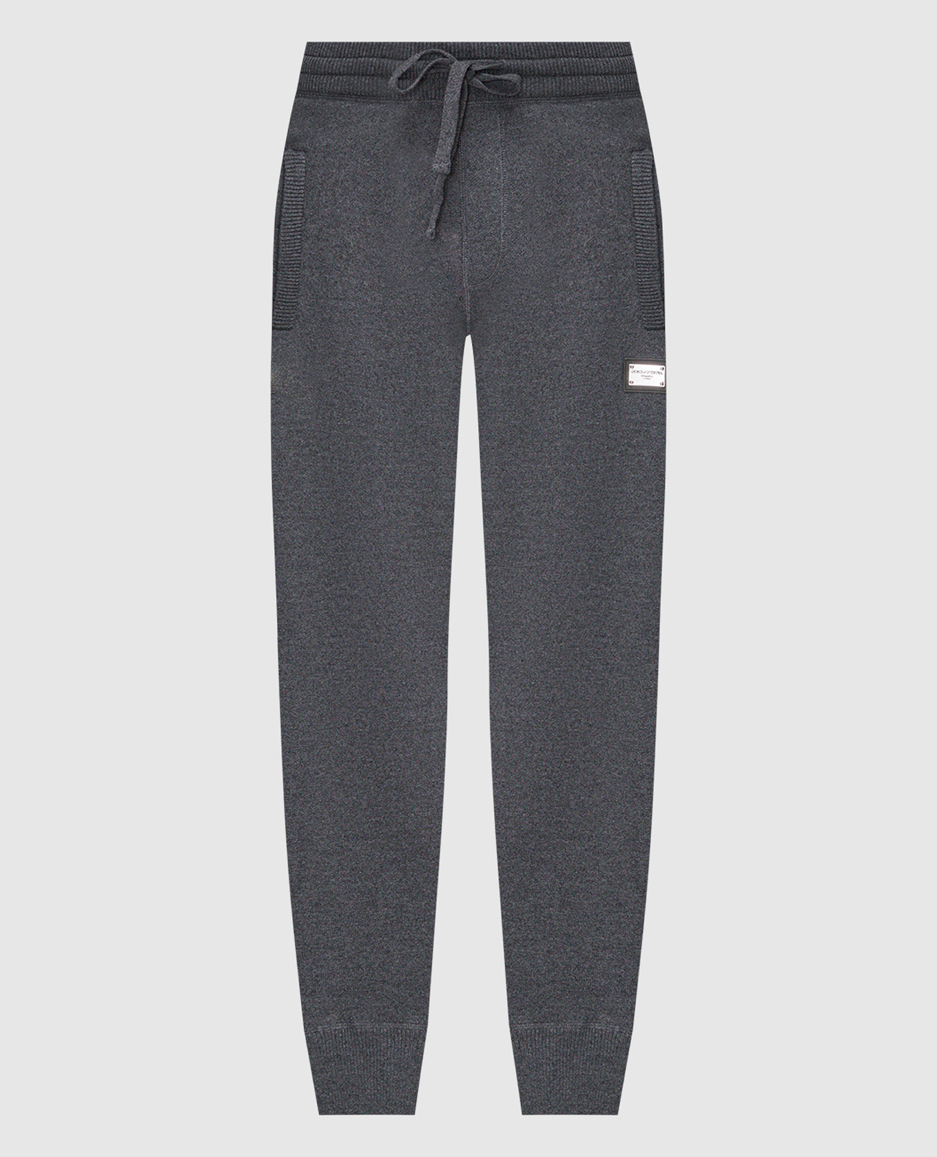 Gray logo wool and cashmere joggers dolce&gabbana