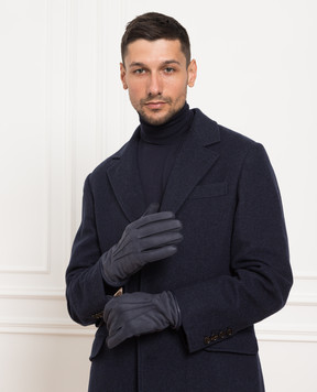 MooRER Navy Halvard-nk suede gloves HALVARDNK