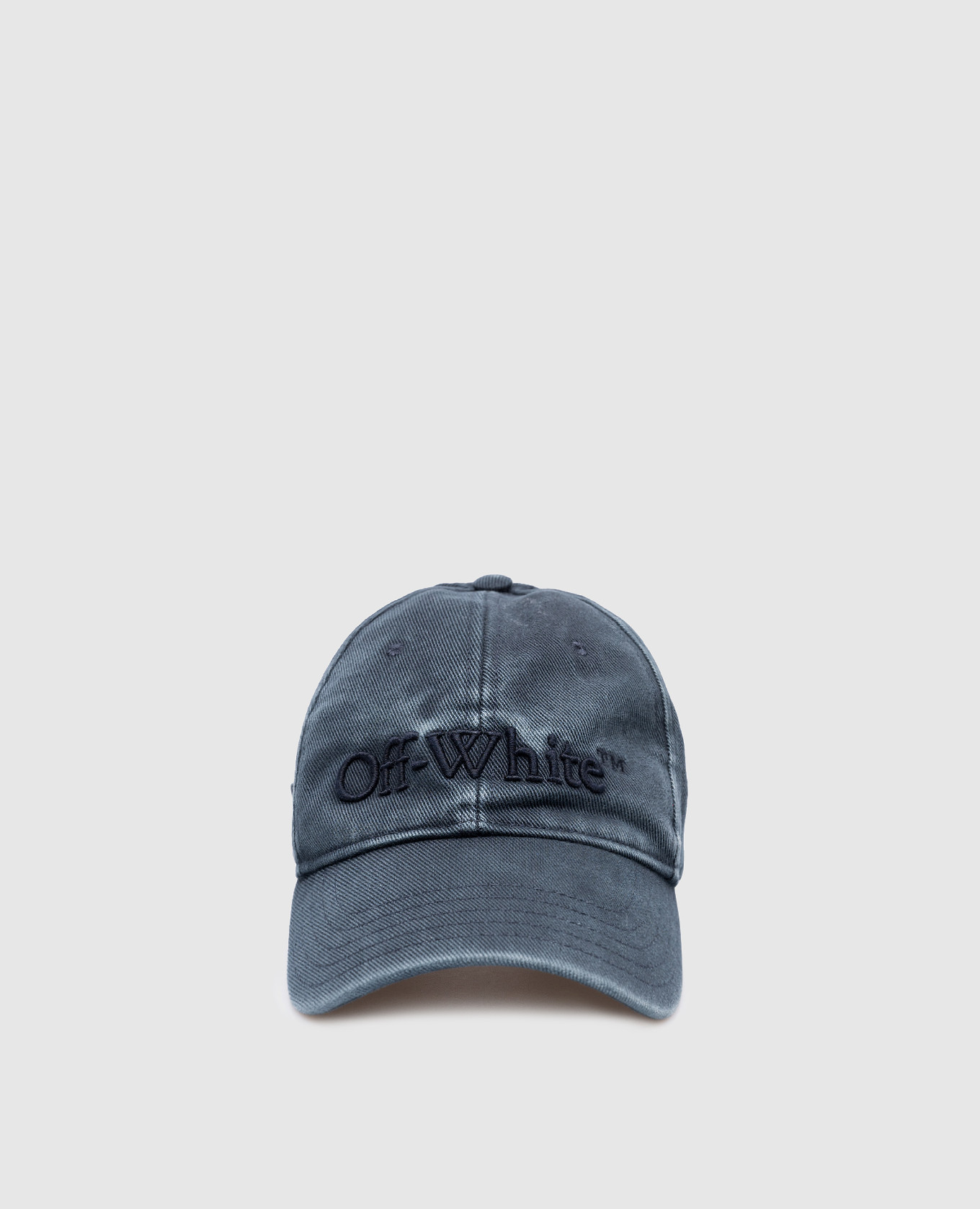Blue cap with distressed effect and logo embroidery off-white