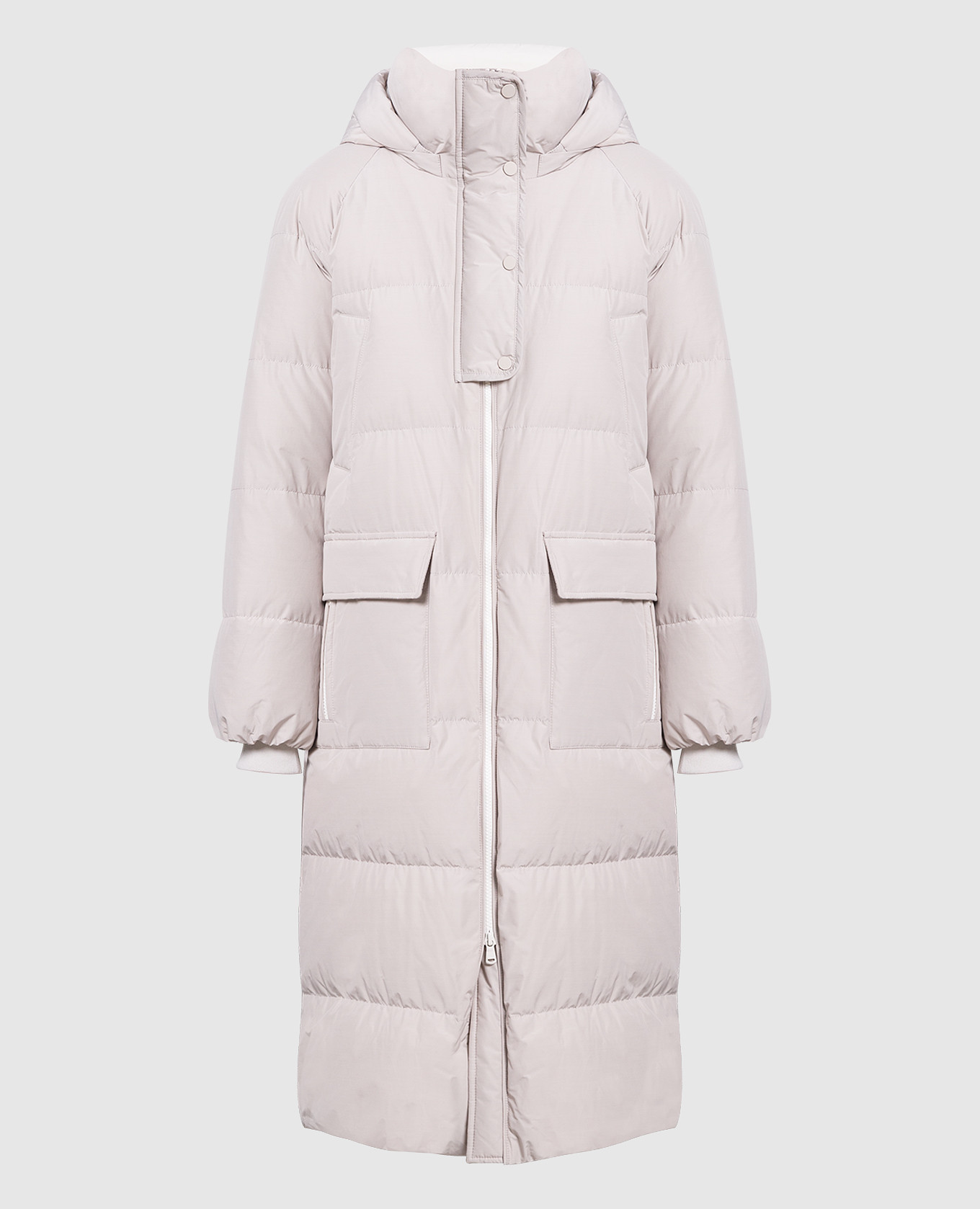 Gray down jacket with monil chain brunello cucinelli