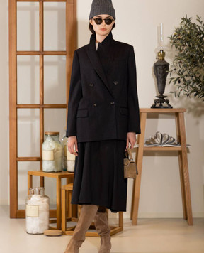Brunello Cucinelli Black double-breasted striped wool jacket MB1002436