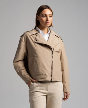Brunello Cucinelli Brown jacket in the style of a cowhide with a monil chain MB5742764