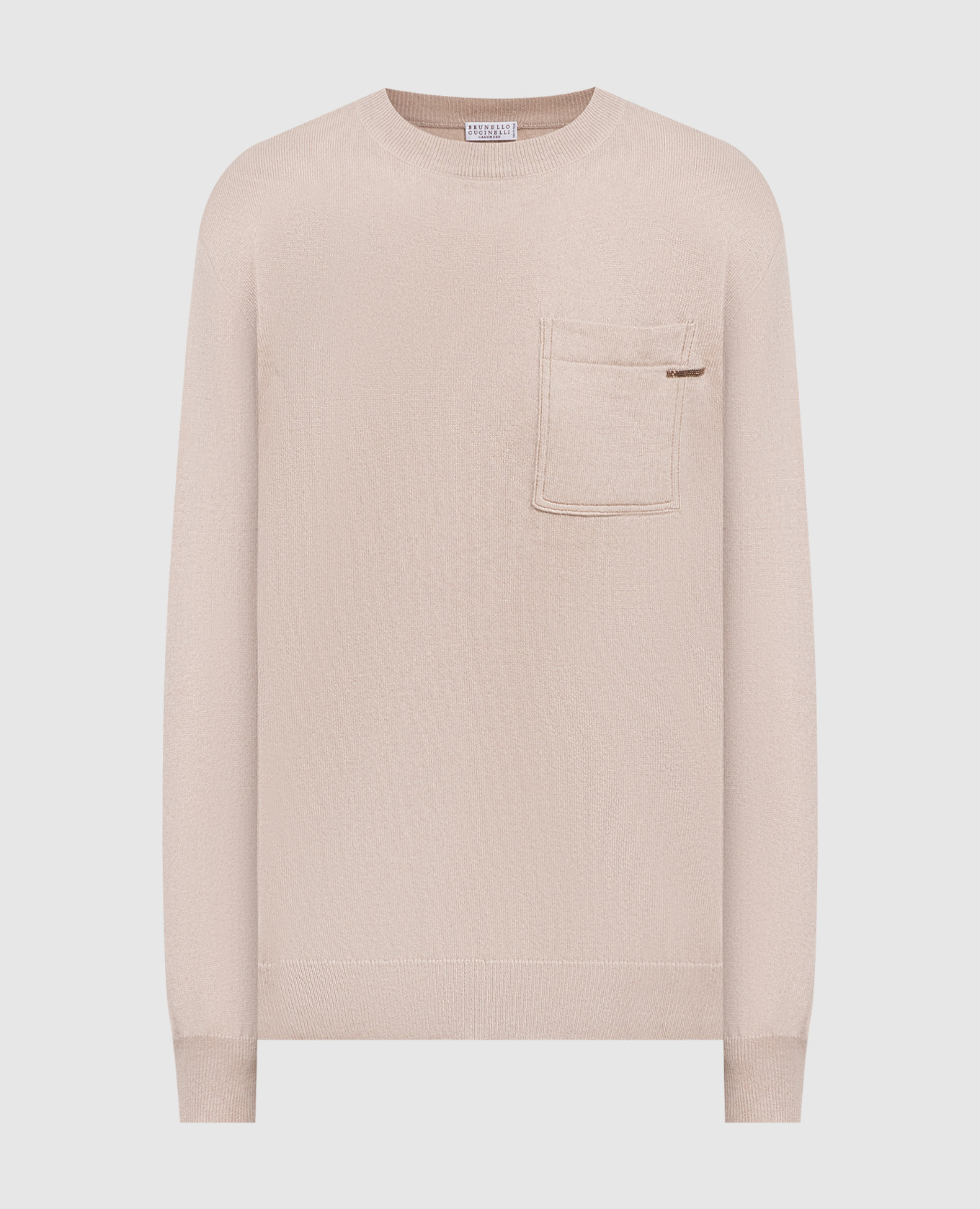 Beige cashmere jumper with monil chain Brunello Cucinelli