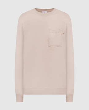 Brunello Cucinelli Beige cashmere jumper with monil chain M12186700