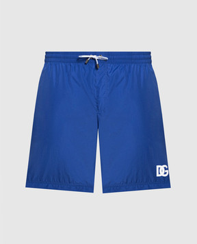 Dolce&Gabbana Blue swim shorts with DG print M4E39TFUSFW