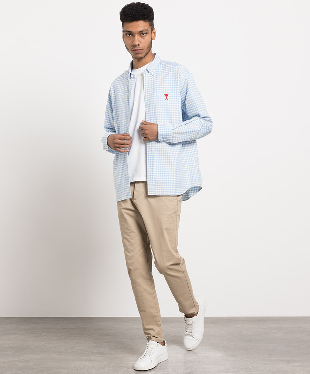Ami Paris - Blue checked shirt HSH113CO0023 - shop with Romania