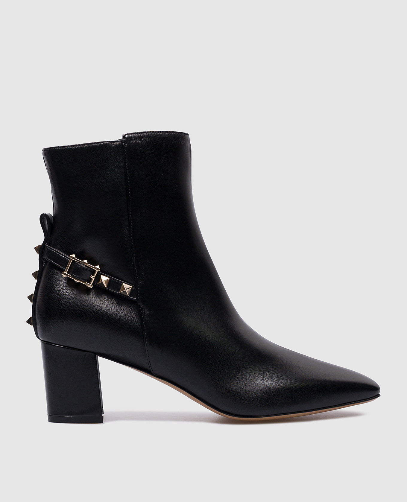 Rockstud black leather ankle boots valentino