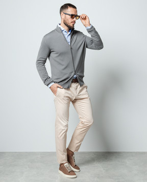 Cashmere&Whiskey Gray merino wool cardigan 97396