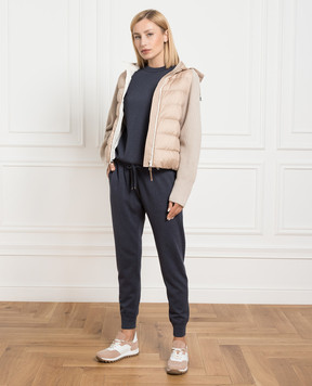 Brunello Cucinelli Blue cashmere joggers with monil chain M12169199