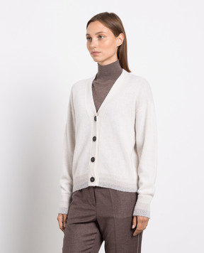 Peserico Beige wool, silk and cashmere cardigan S99068F079018Y