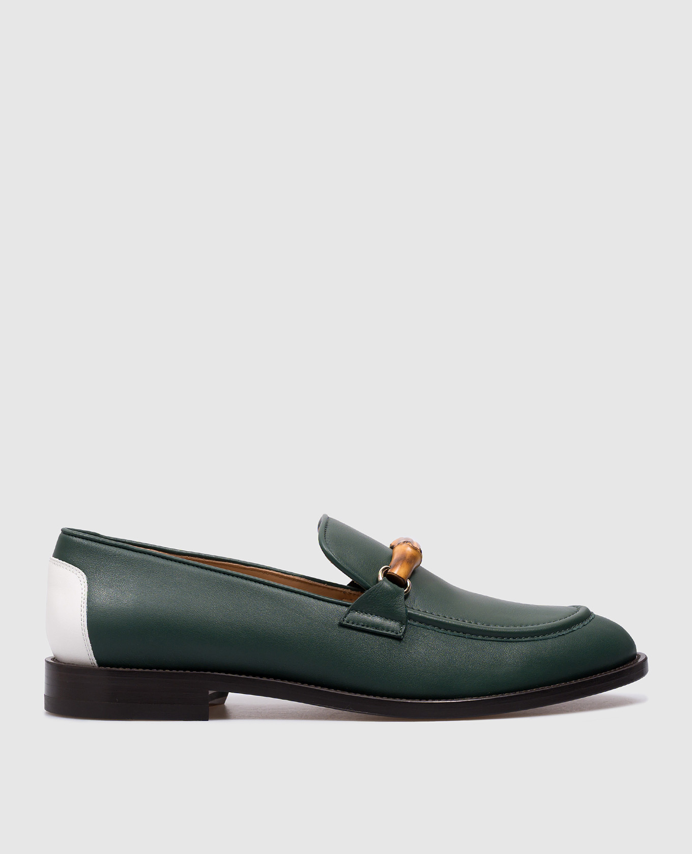 

Green leather loafers with bamboo decor Casablanca