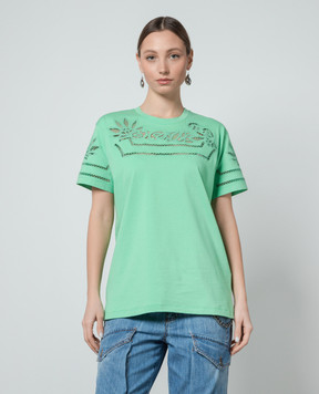 Ermanno Scervino Green t-shirt with lace D442L329DUX