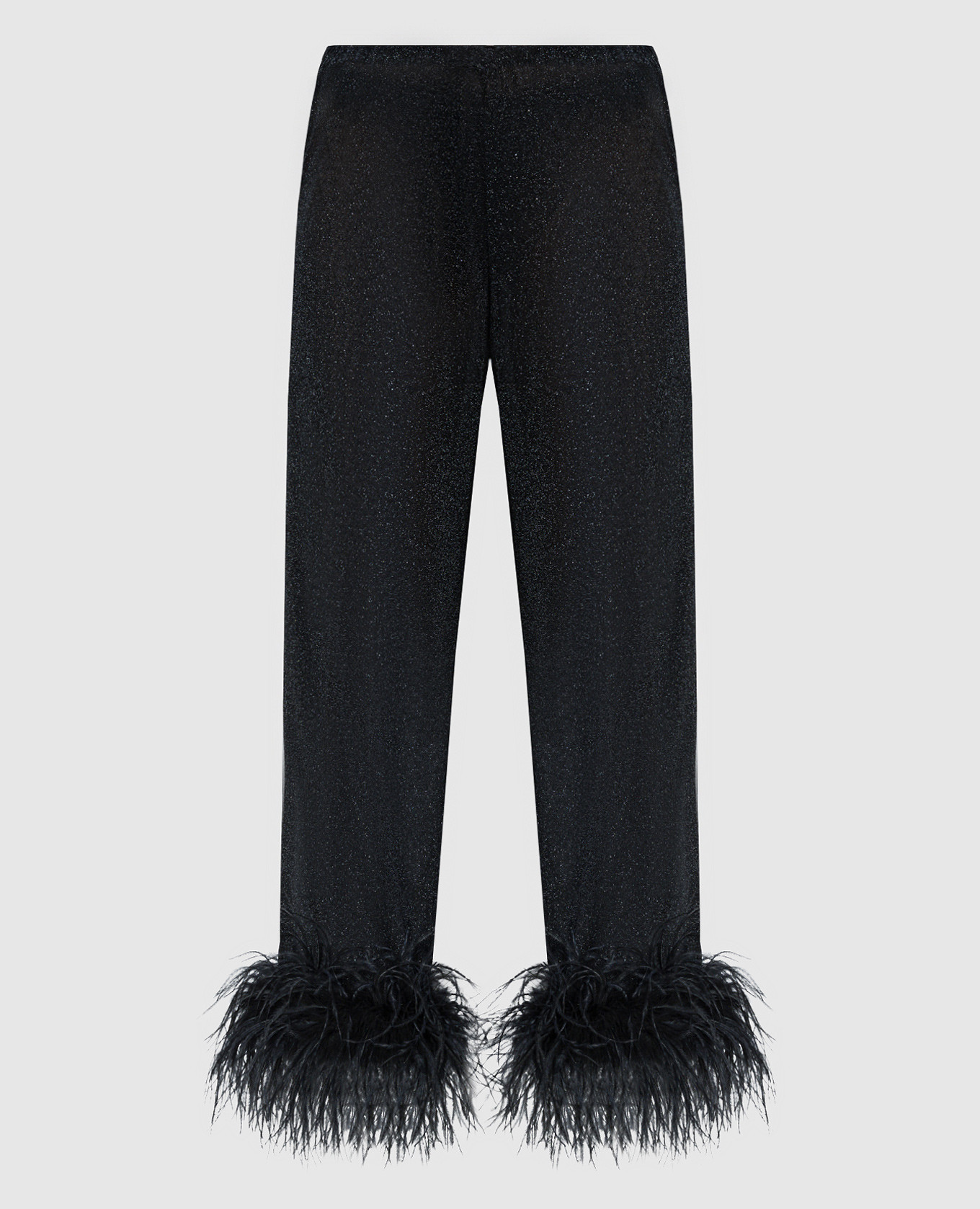 Oseree - Lumiere Plumage black pants with ostrich feathers