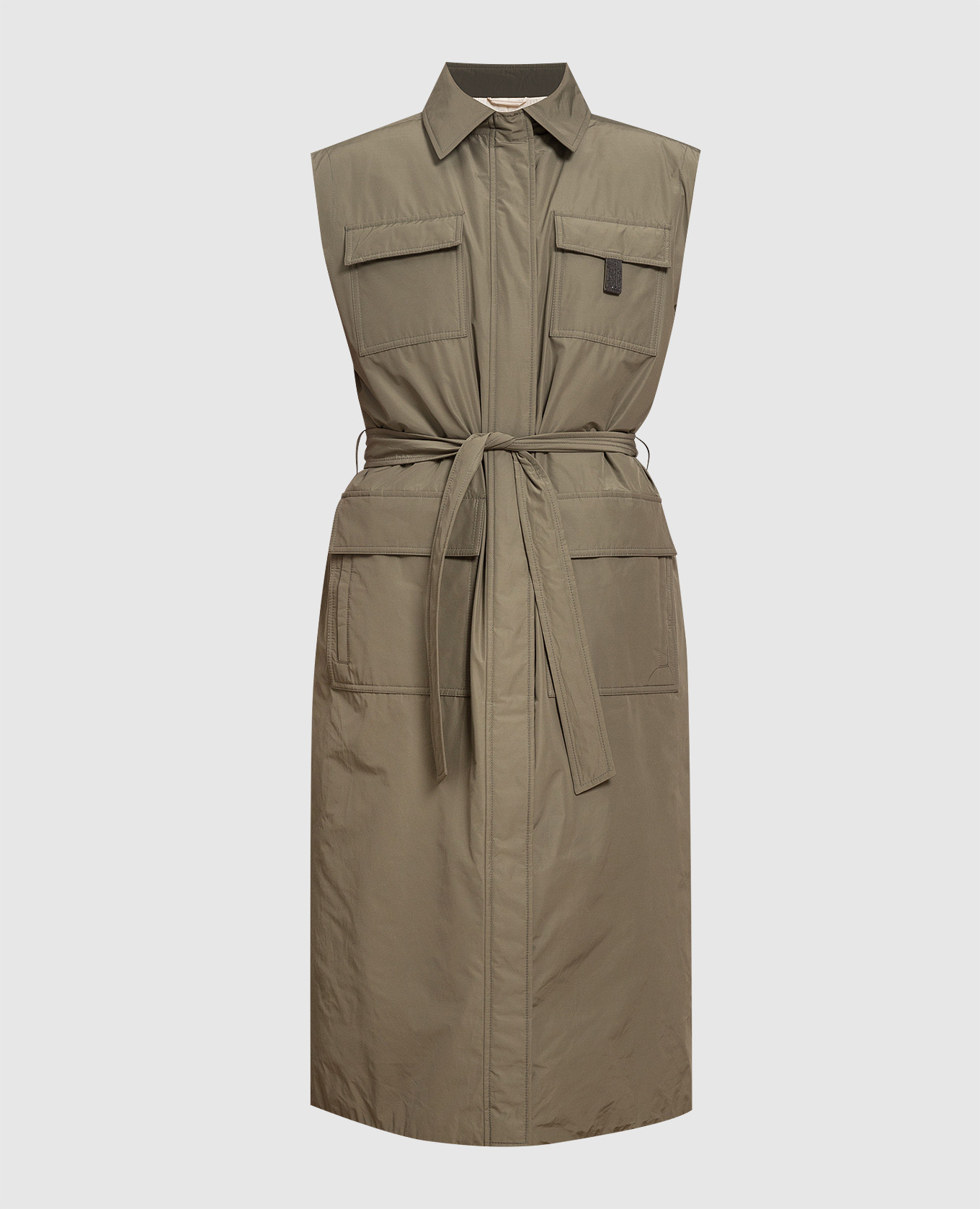 

Olive vest with eco-brass Brunello Cucinelli, Khaki