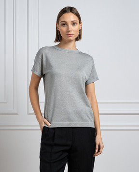 Brunello Cucinelli Gray t-shirt with cashmere and silk with lurex M41810000