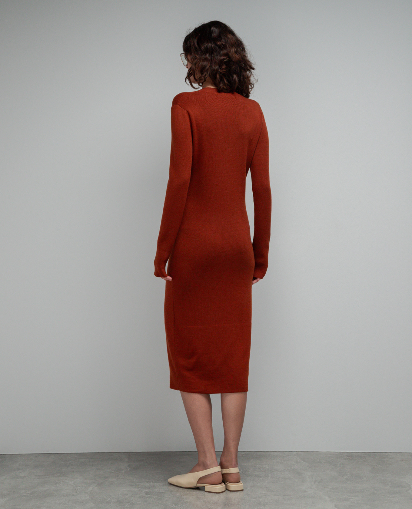 Brown midi dress made of wool Enrico Mandelli 4