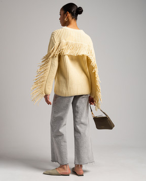 LISA YANG Yellow cashmere sweater with fringe 2023323