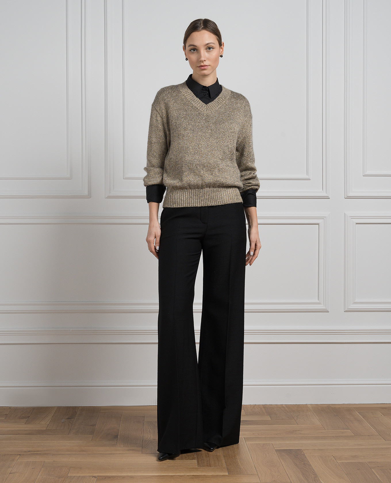 

Brown melange sweater with wool and lurex Brunello Cucinelli
