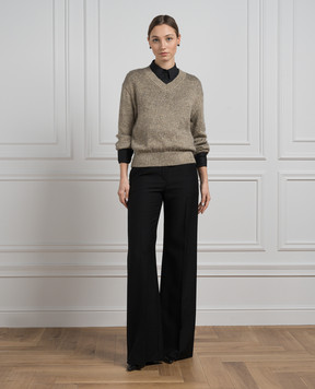 Brunello Cucinelli Brown melange sweater with wool and lurex MLE727602