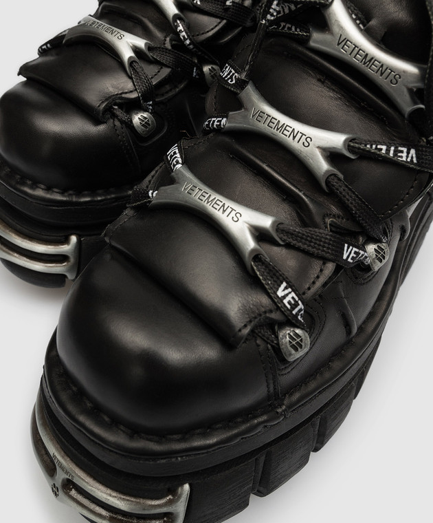 Vetements NEW ROCK black leather boots with logo UE54SN120B buy with Ireland delivery at Symbol