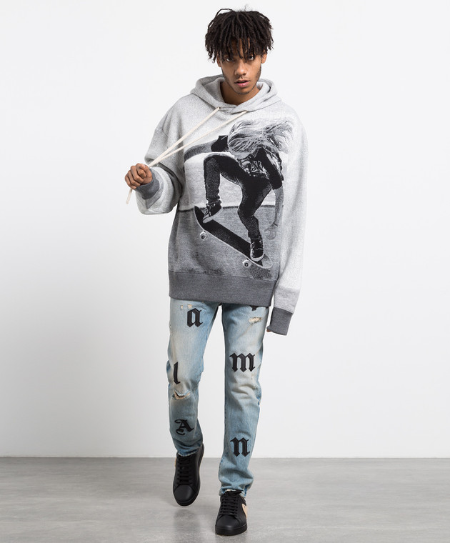 【関税無・国内発】 Palm Angels / Skater Graphic Hoodie Palm Angels - Gray Skater Graphic Hoodie PMHA055F22KNI001