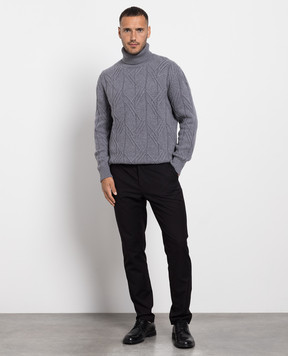 Cashmere&Whiskey Gray sweater made of cashmere in a textured pattern MU8821305341LO