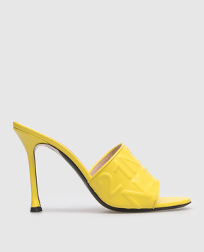 N21 Yellow leather mules with embossed logo 23ECPXNV15012