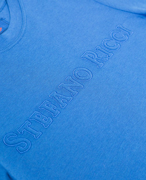Stefano Ricci Children's blue T-shirt with logo embroidery YNH0400330803