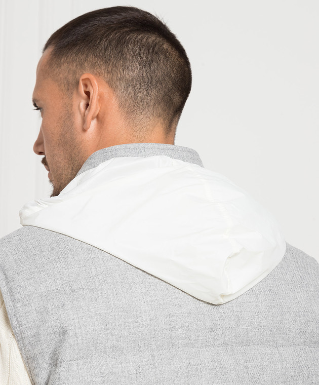 Brunello Cucinelli - Gray down vest made of wool, silk and