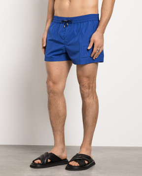 Dolce&Gabbana Blue swim shorts with textured DG logo M4E35TFUSFW
