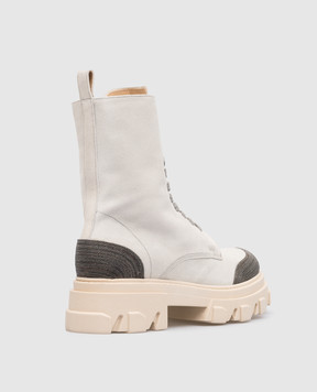 Babe Pay Pls Gray suede boots with monil chain 761