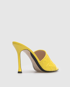 N21 Yellow leather mules with embossed logo 23ECPXNV15012
