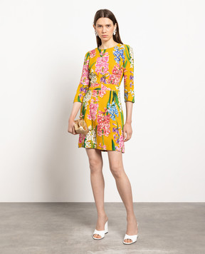Dolce&Gabbana Yellow blouse with Hyacinth print F7T88TFPRUD