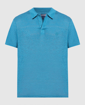 Vilebrequin Blue pyramid linen polo shirt PYRE9O00