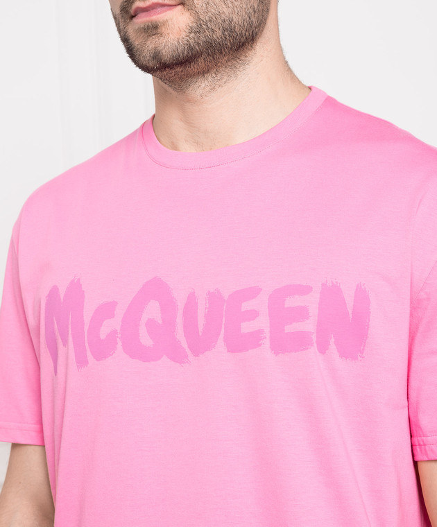 Alexander McQueen - Pink t-shirt with Mcqueen Graffiti logo