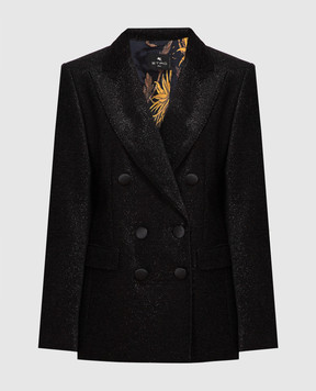 Etro Black double-breasted jacket with lurex D12180488