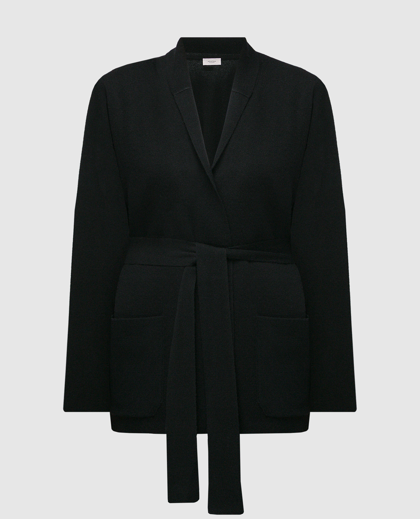 Black cashmere cardigan with logo agnona