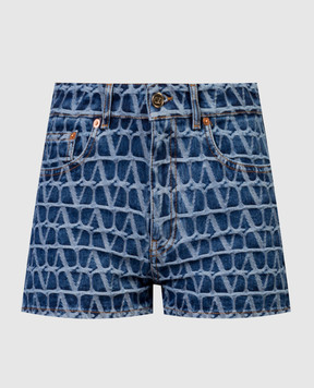 Valentino Toile Iconographe logo pattern blue shorts 4B3DD17M8CU