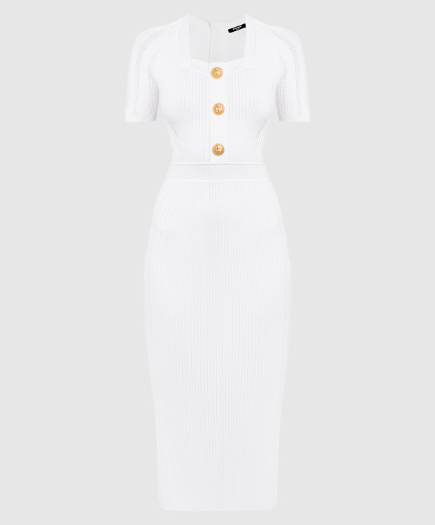 Balmain - White ribbed midi dress BF1RK060KE18 - shop with European  delivery at Symbol