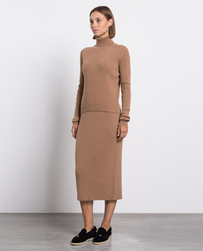 Babe Pay Pls Brown cashmere sweater and skirt suit MD9751312341MI