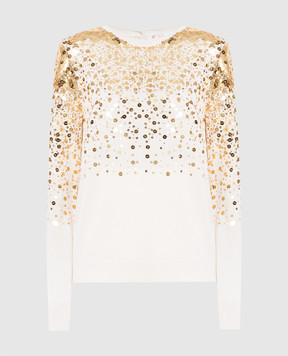 Carolina Herrera Light beige silk and cashmere jumper with sequins R2212E203KSW