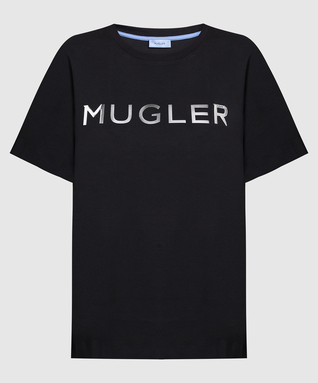 Thierry Mugler - Black T-shirt with textured contrast logo