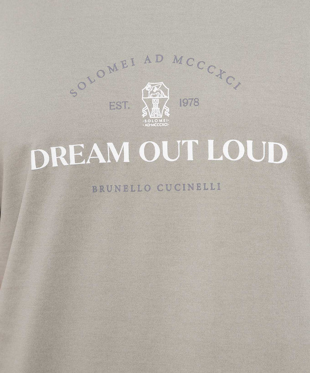 Brunello Cucinelli - Khaki t-shirt with Dream out loud print