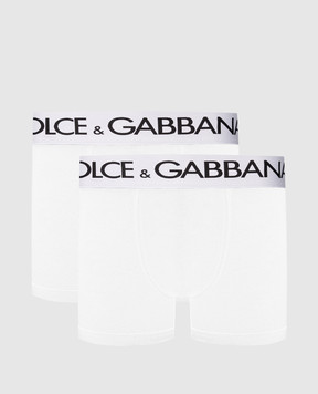 Dolce&Gabbana A set of white boxer briefs with a logo pattern M9D70JONN97